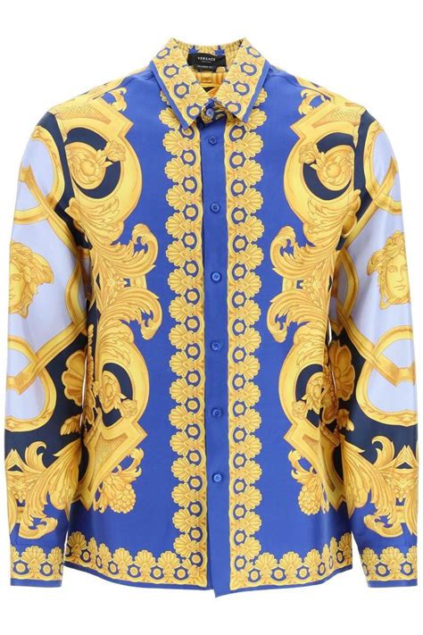 versace barocco 660 silk shirt|Versace barocco shirt men's.